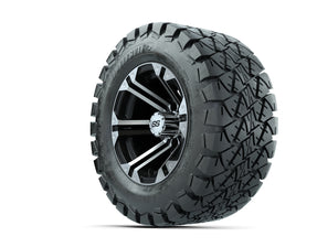 12 GTW Specter Black/Machined Lifted Golf Cart Wheels on 22 Trail Tires - Set of 4