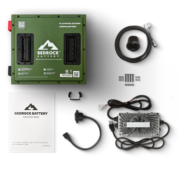 Bedrock Battery 48V 105Ah Compact Lithium Conversion Kit Inclusion with Round Charge Meter for Club Car Precedent