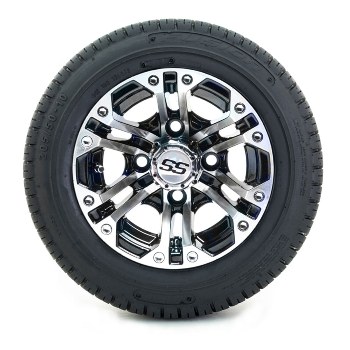 10 GTW Specter Black and Machined Wheels with Fusion Street Tires Set of 4