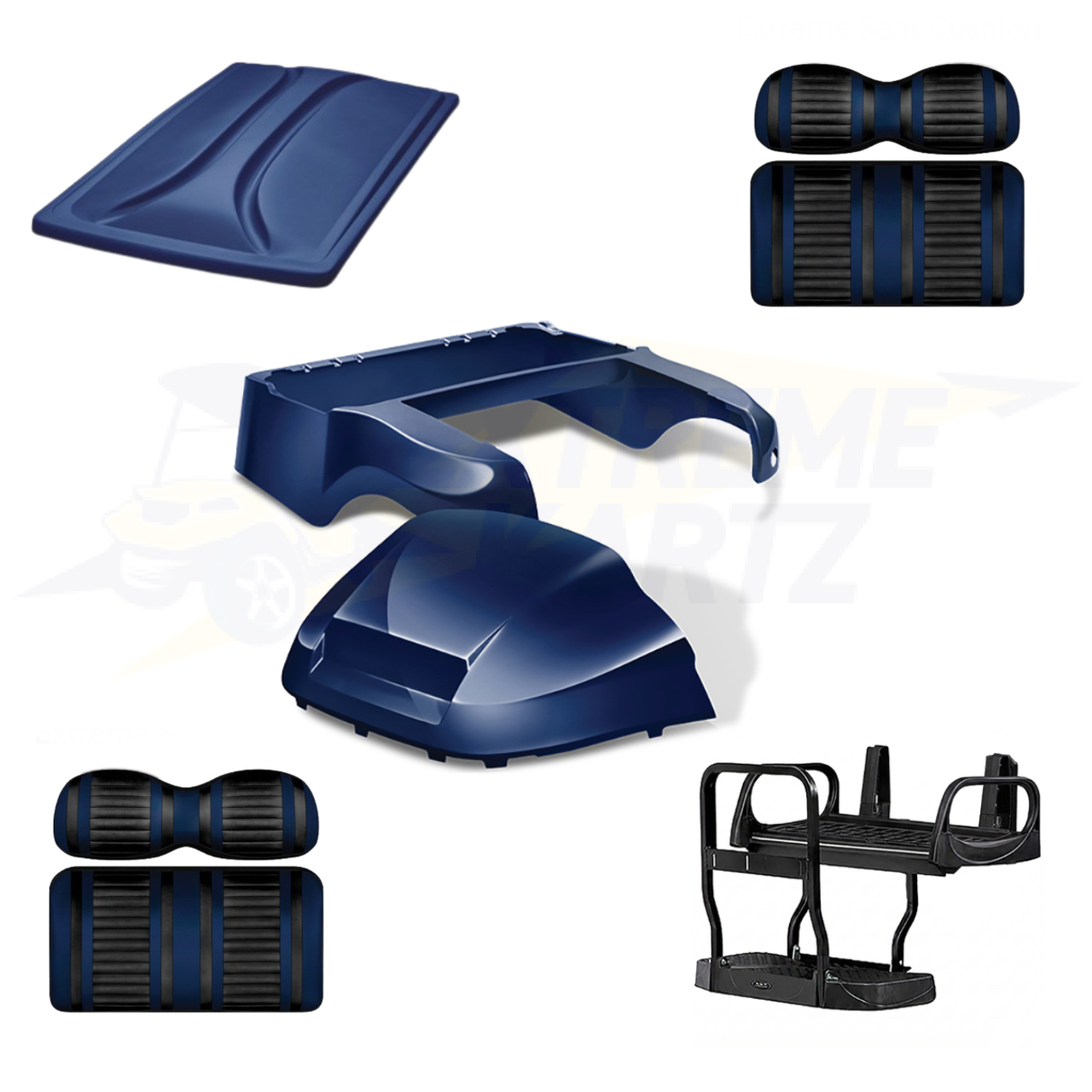 Precedent Factory Style 5pc Upgrade Kit-Doubletake Body Kit - Navy
Doubletake Extreme Seat -Black/Navy
Doubletake 80" Top - Navy
Doubletake Rear Seat Kit - Max5 (without cupholder)