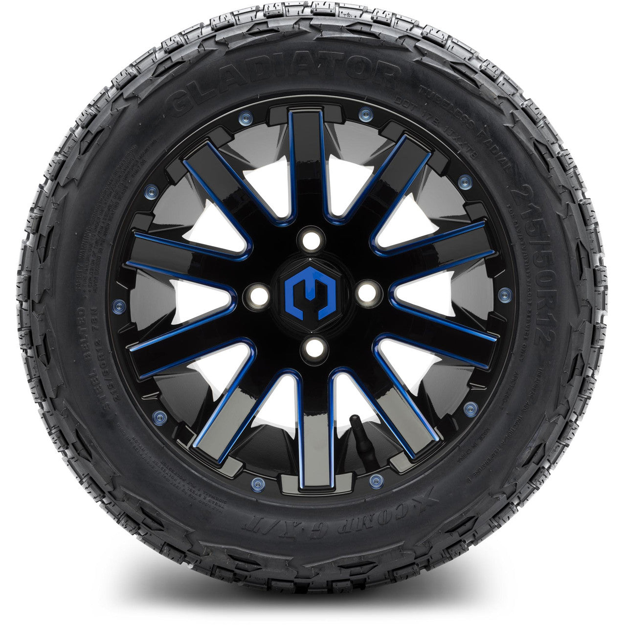 12" MODZ Mauler Glossy Black & Blue - Tire and Wheel Combo