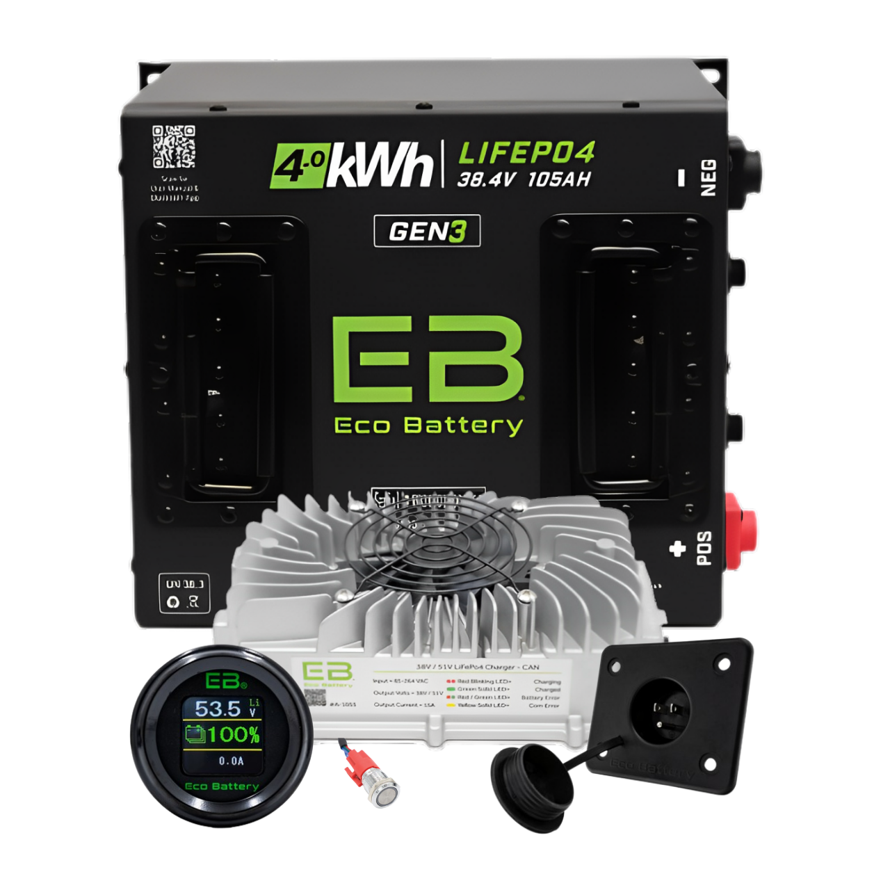 Eco Battery 36V 105Ah GEN3 Lithium Bundle Kit with Charger
