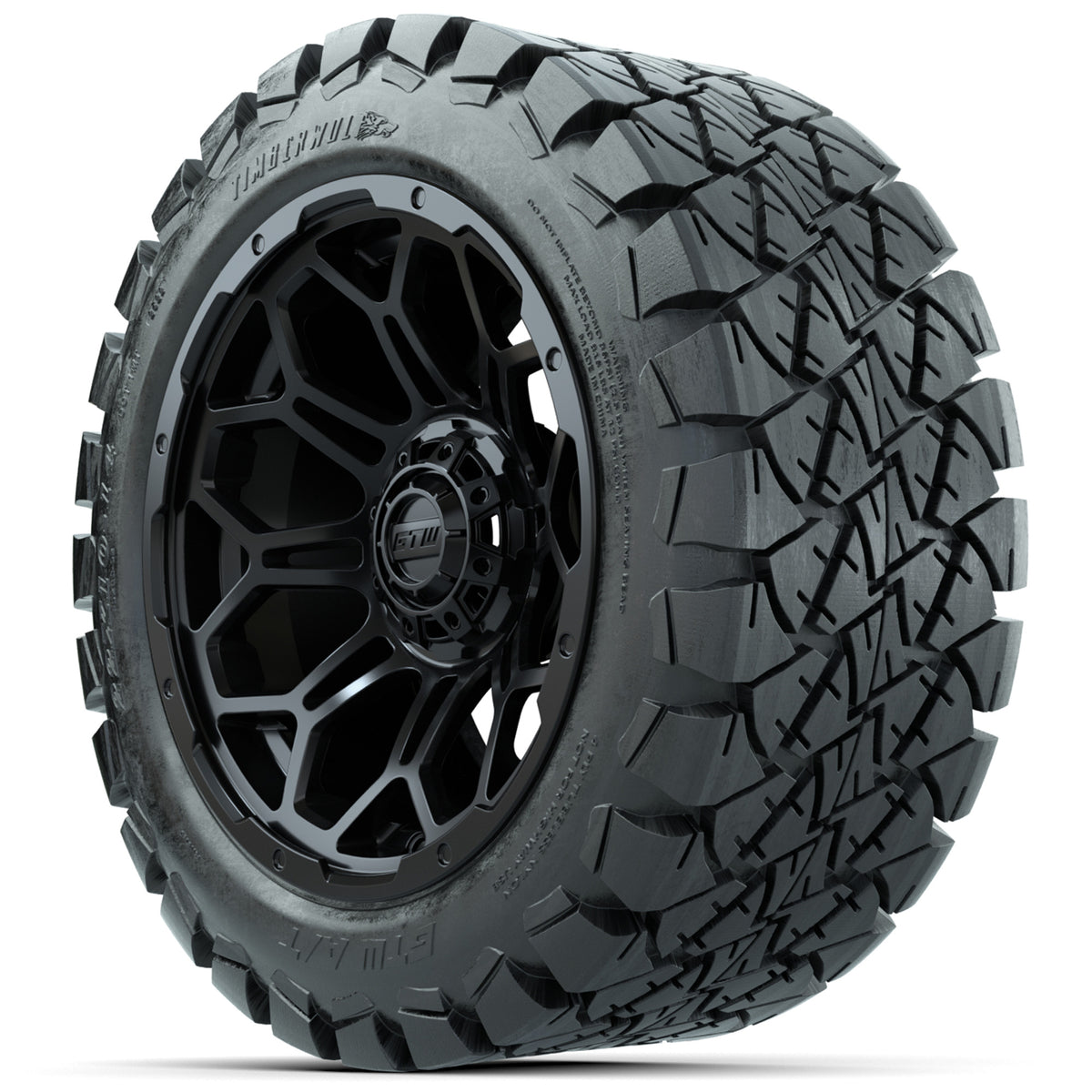 Set of (4) 14" GTW Bravo Wheels with 22x10-14 GTW Timberwolf All-Terrain Tires