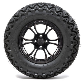 12 GTW Spyder Black and Machined Wheels with 23 DOT Predator A/T Tires Set of 4