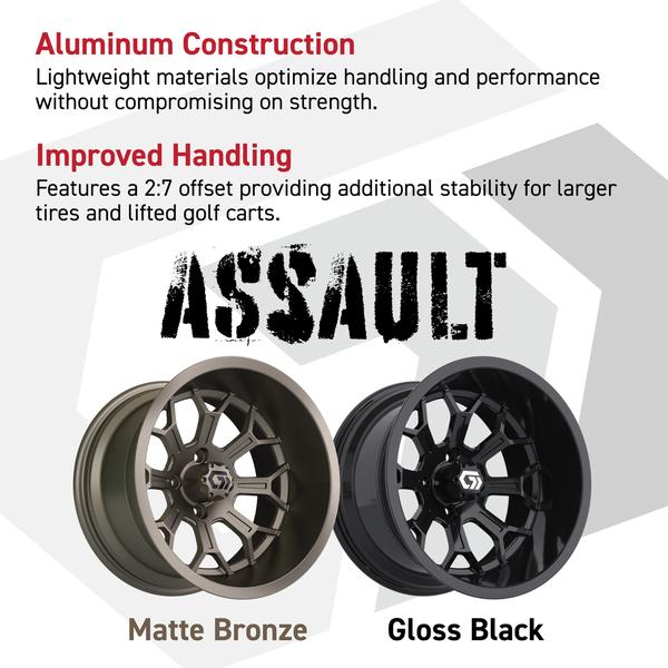 GTW® Assault 14” Ultra-Wide Gloss Black Golf Cart Wheel