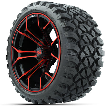 Set of (4) 15" GTW Spyder Red/Black Wheels with 23x10-R15 Nomad All-Terrain Tires