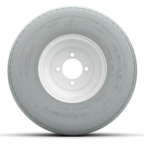 Set of (4) 8 in White Steel Wheels with 18.5 in Gray Non-Marking Tires (4-Ply)