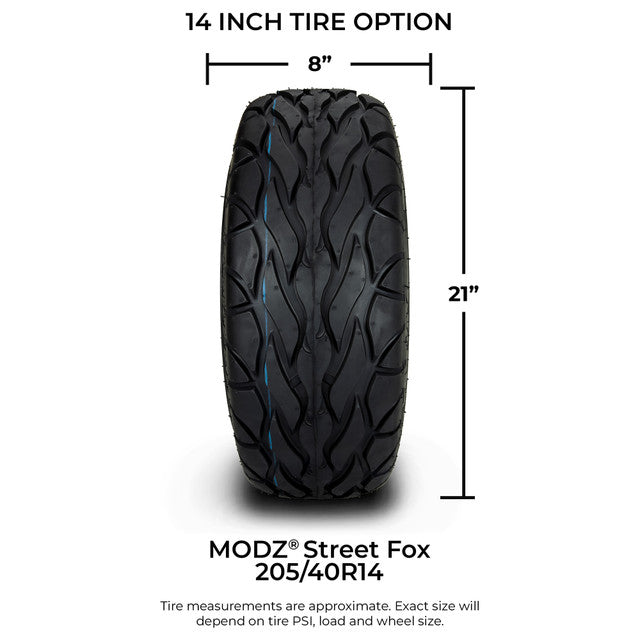 14" MODZ Vortex Glossy Black - Tire and Wheel Combo
