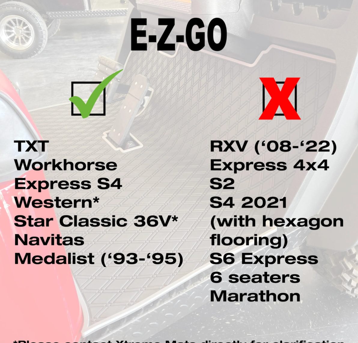 Xtreme Floor Mats for EZGO TXT / Workhorse / Express S4 / Valor / Cushman / Navitas (TXT Frame) - Black/Blue