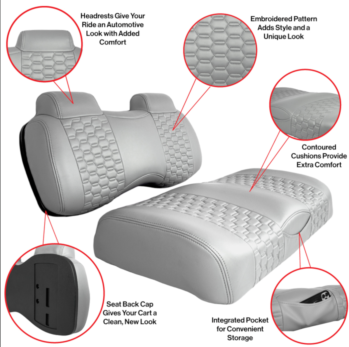 MadJax® Colorado Seats for EZGO TXT/RXV/S4/L4 & MadJax XSeries Storm White