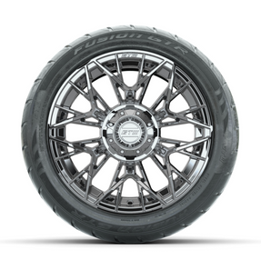 GTW Stellar Chrome 14 in Wheels with 225/40-R14 Fusion GTR Street Tires Full Set