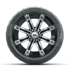 GTW Tempest Machined/Black 14 in Wheels with 225/40-R14 Fusion GTR Street Tires Full Set