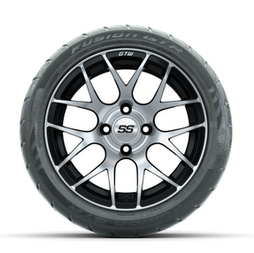 GTW Pursuit Machined/Black 14 in Wheels with 225/40-R14 Fusion GTR Street Tires Full Set