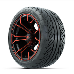 GTW Spyder Red/Black 14 in Wheels with 225/40-R14 Fusion GTR Street Tires Full Set