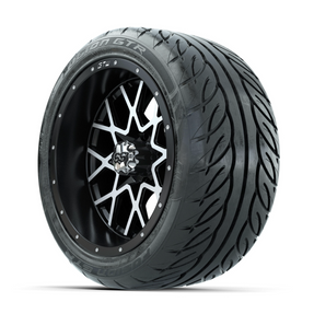 GTW Vortex Machined/Matte Black 14 in Wheels with 225/40-R14 Fusion GTR Street Tires Full Set