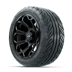 GTW Raven Off-Road Matte Black/Ball Milled 14 in Wheels with 225/40-R14 Fusion GTR Street Tires Full Set