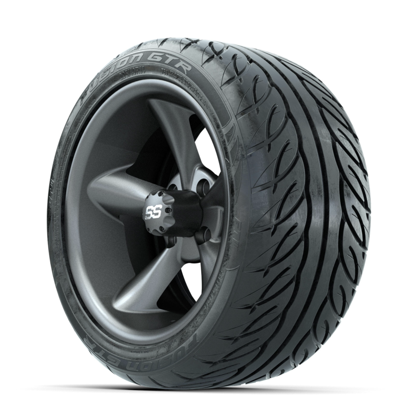 GTW Godfather Matte Grey 14 in Wheels with 225/40-R14 Fusion GTR Street Tires Full Set