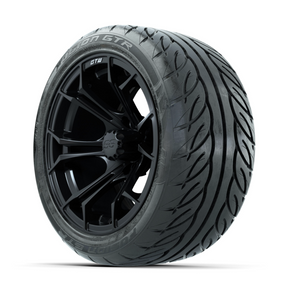 GTW Spyder Matte Black 14 in Wheels with 225/40-R14 Fusion GTR Street Tires Full Set