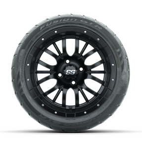 GTW Diesel Matte Black 14 in Wheels with 225/40-R14 Fusion GTR Street Tires Full Set