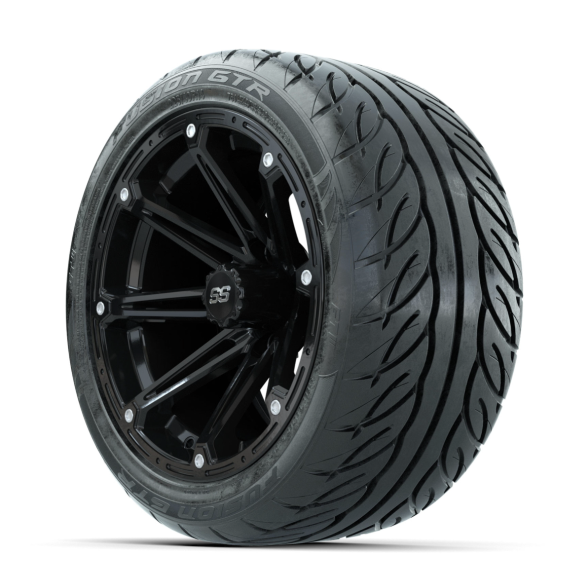 GTW Element Black 14 in Wheels with 225/40-R14 Fusion GTR Street Tires Full Set