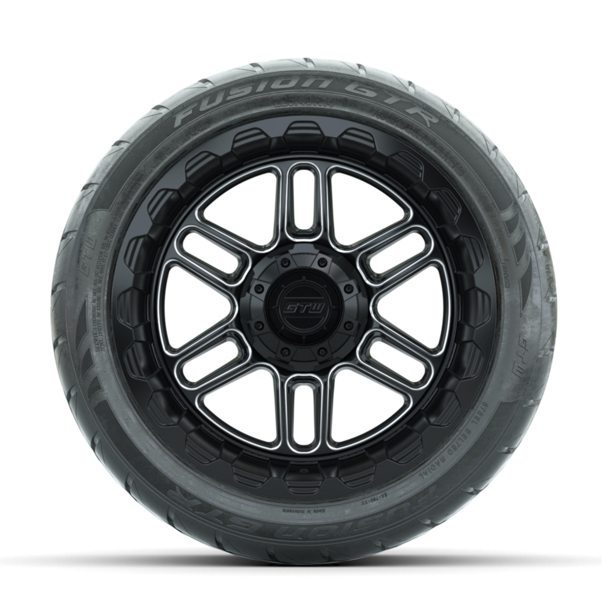 GTW Titan Machined/Black 14 in Wheels with 225/40-R14 Fusion GTR Street Tires Full Set