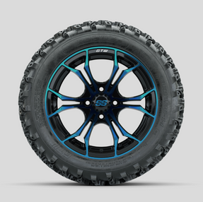 GTW Spyder Blue/Black 14 in Wheels with 23x10.00-14 Rogue All Terrain Tires Full Set