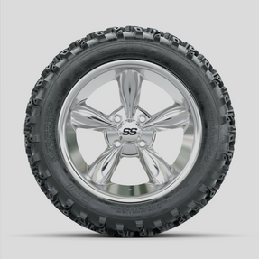 GTW Godfather Chrome 14 in Wheels with 23x10.00-14 Rogue All Terrain Tires Full Set