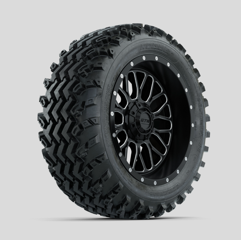 GTW Helix Machined/Black 14 in Wheels with 23x10.00-14 Rogue All Terrain Tires Full Set