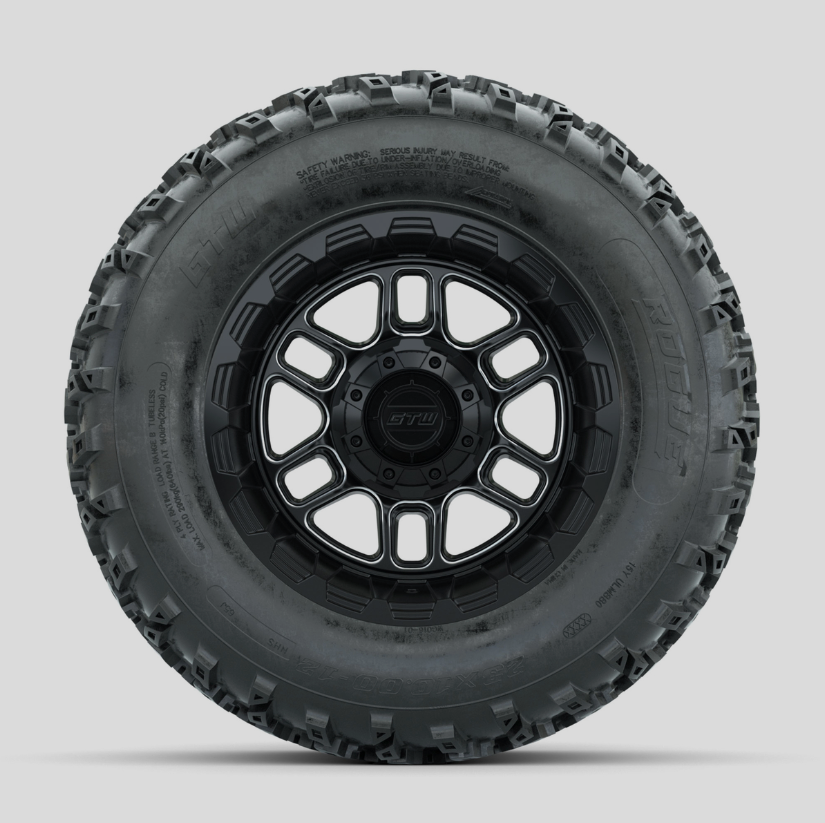 GTW Titan Machined/Black 12 in Wheels with 23x10.00-12 Rogue All Terrain Tires Full Set