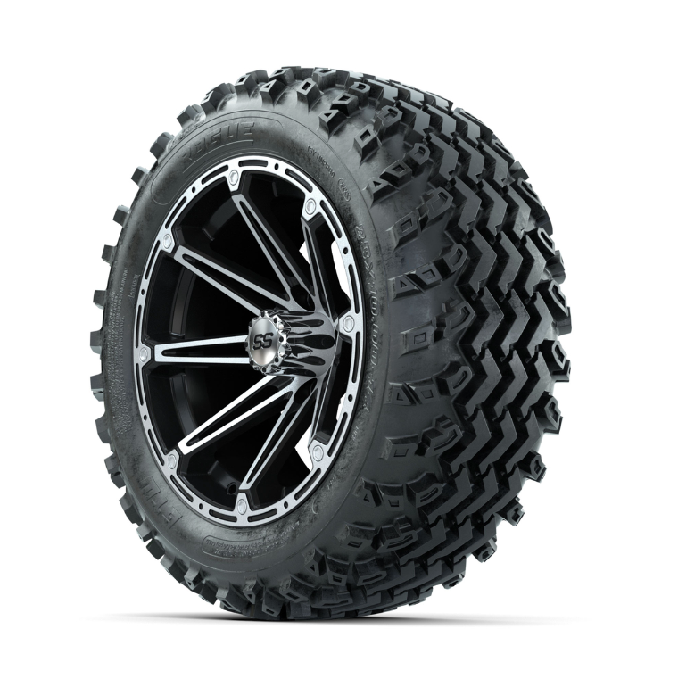 GTW Element Machined/Black 14 in Wheels with 23x10.00-14 Rogue All Terrain Tires Full Set