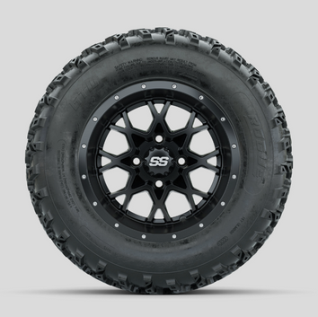 GTW Vortex Matte Black 12 in Wheels with 23x10.00-12 Rogue All Terrain Tires Full Set