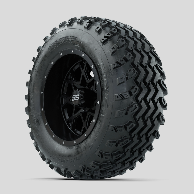 GTW Vortex Matte Black 12 in Wheels with 23x10.00-12 Rogue All Terrain Tires Full Set