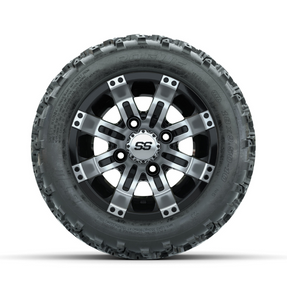 GTW Tempest Machined/Black 10 in Wheels with 18x9.50-10 Rogue All Terrain Tires Full Set
