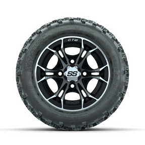 GTW Spyder Machined/Black 10 in Wheels with 18x9.50-10 Rogue All Terrain Tires Full Set