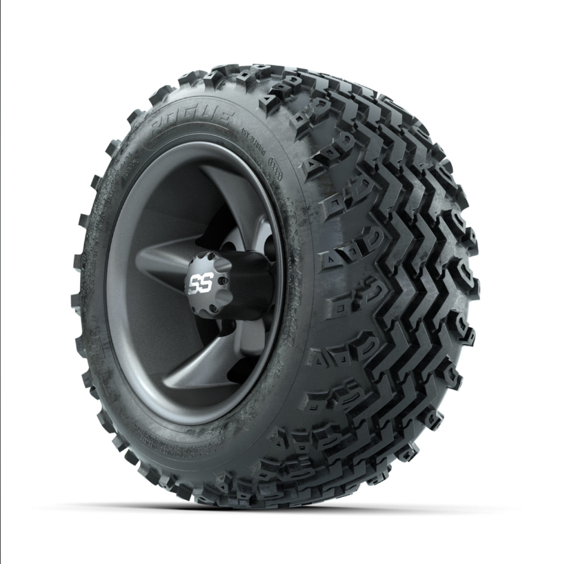 GTW Godfather Matte Grey 10 in Wheels with 18x9.50-10 Rogue All Terrain Tires Full Set