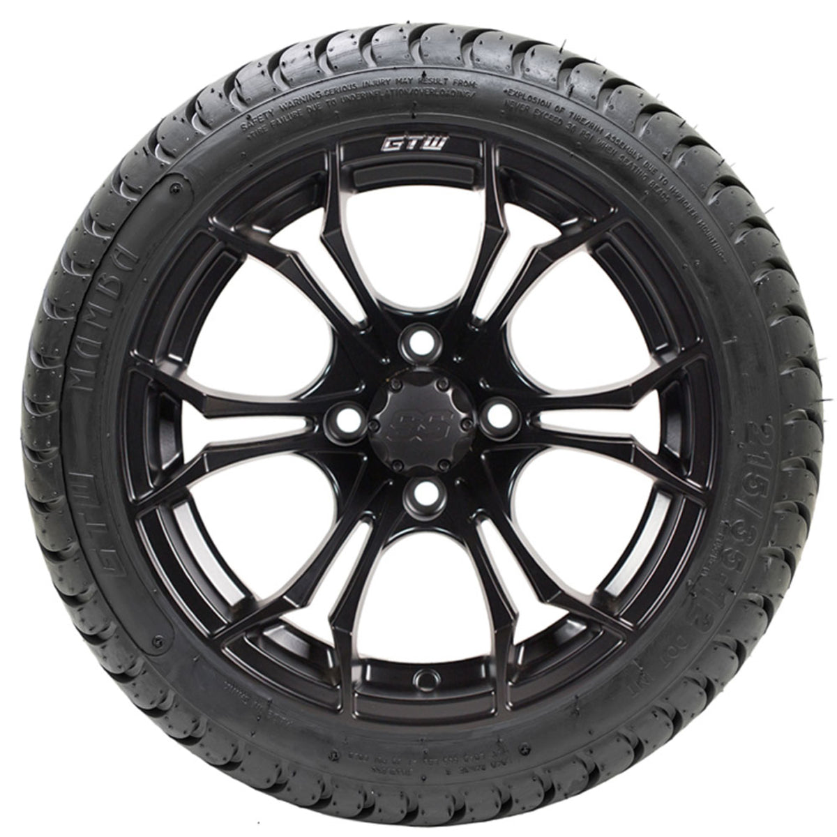12 GTW Spyder Matte Black Wheels with 18 Mamba Street Tires Set of 4
