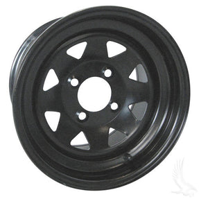 Steel, Black, 12x7.5 Standard Golf Cart Wheels 12