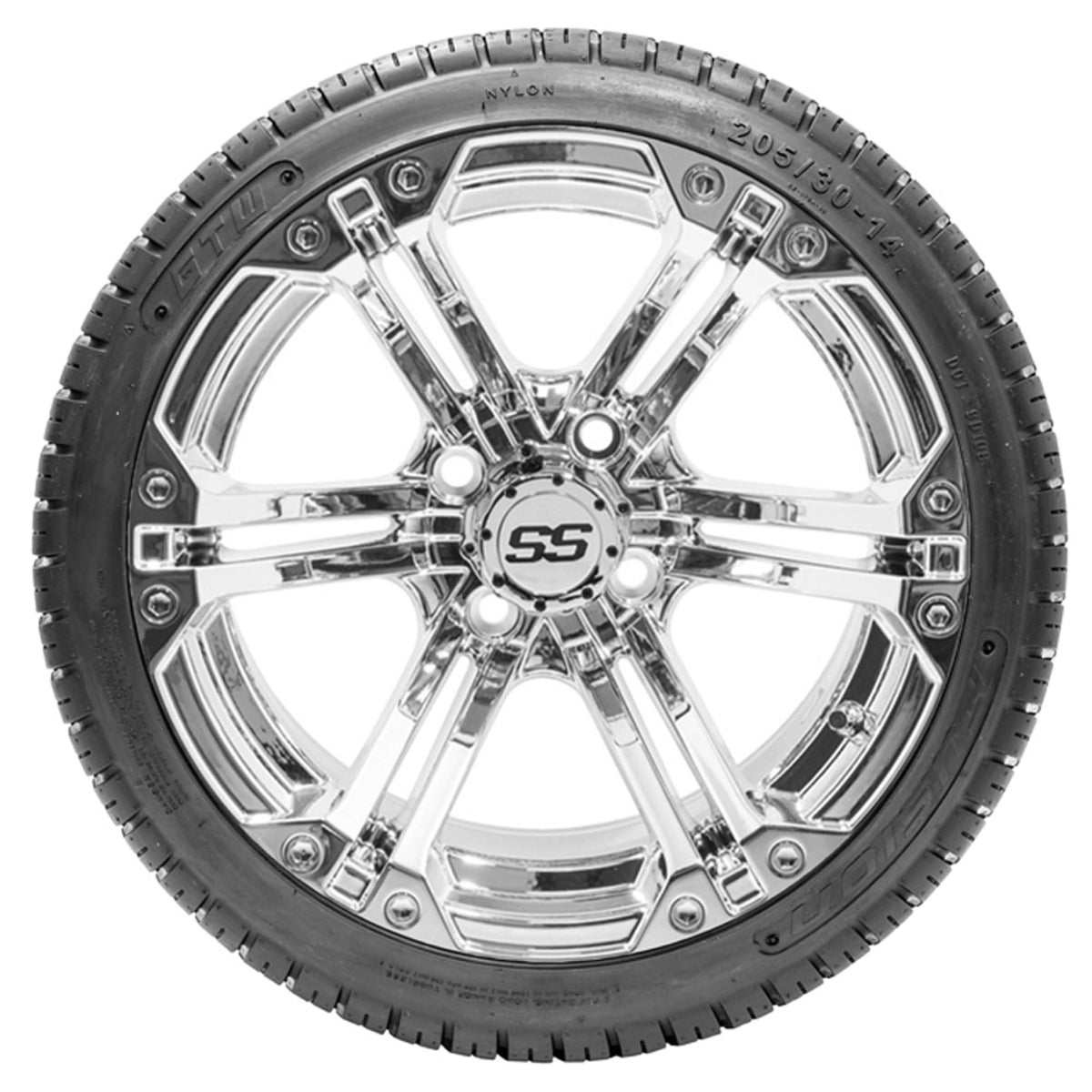 14 GTW Specter Chrome Wheels with 18 Fusion Street Tires Set of 4