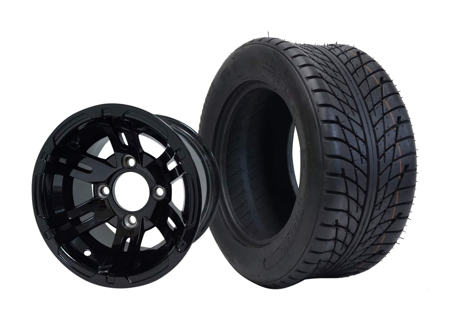 10" SGC Bulldog Glossy Black Wheel and 205/50-10 Low Profile Tire Combo