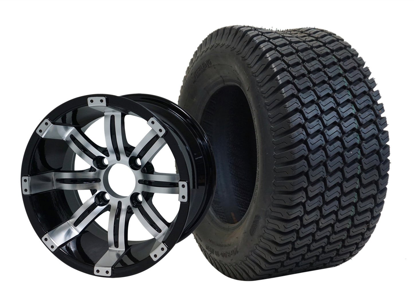 TR1010-WH1016 - SGC 10″ Tempest Machined/Black Wheel and 20″ Turf Tire Combo