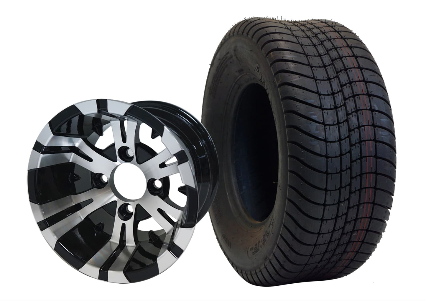 10' SGC Vampire Machined/Black Aluminum Alloy Wheel and 205/65-10 Comfort Ride Street Tire Combo