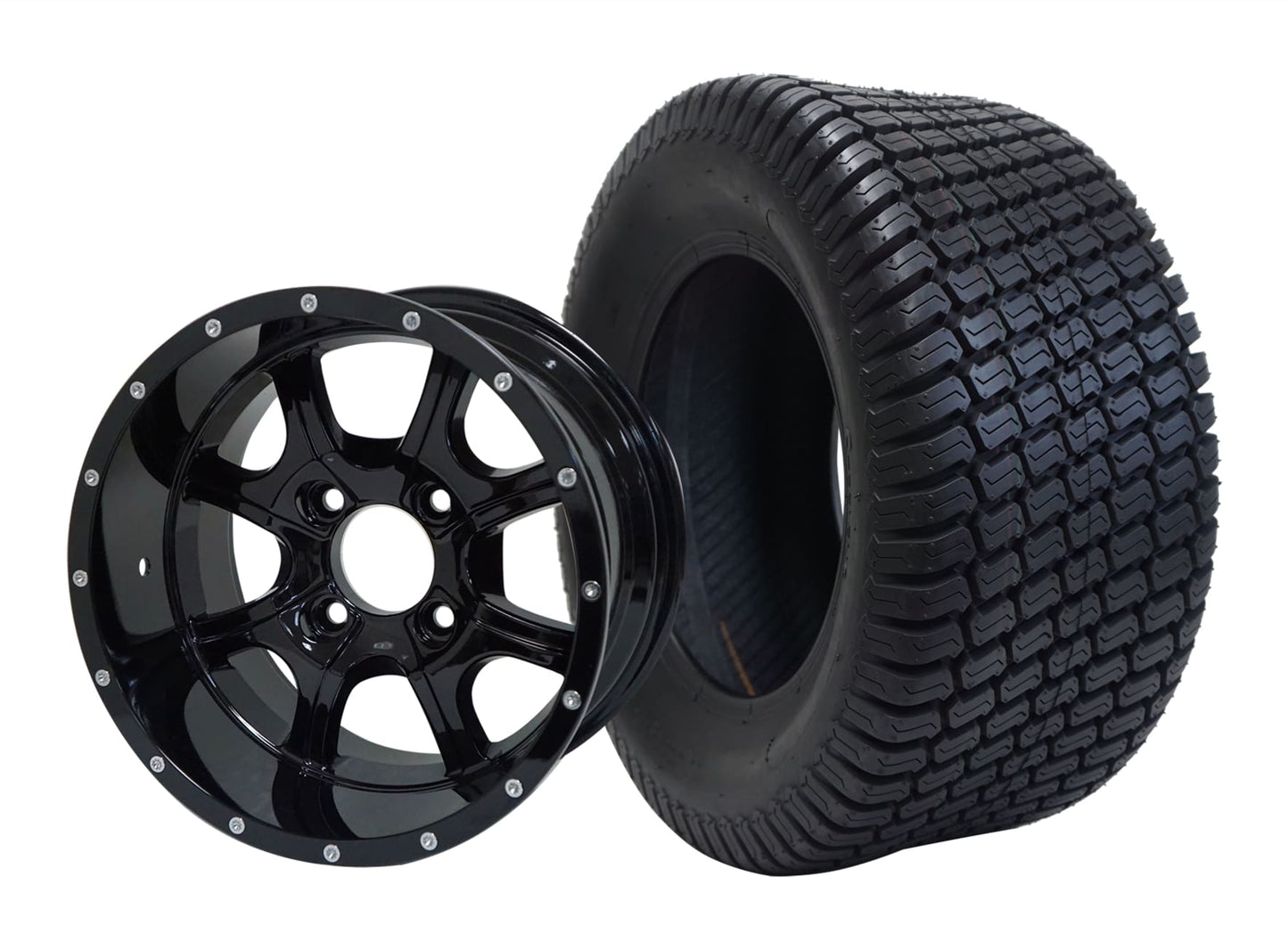 SGC 12" Night Stalker Glossy Black Wheel and 23x10.5-12 Turf Tire Combo