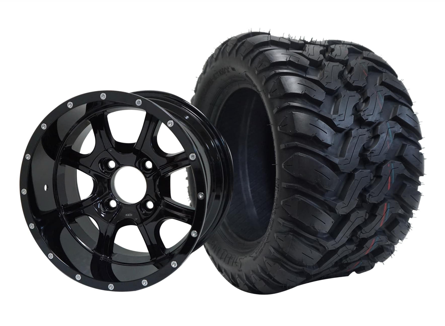 SGC 12" Night Stalker Glossy Black Wheel and 22" Mud Terrain Tire Combo