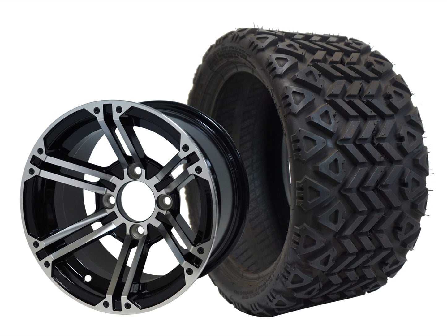 SGC 12" Terminator Machined/Black Wheel and 18" All-Terrain Tire Combo