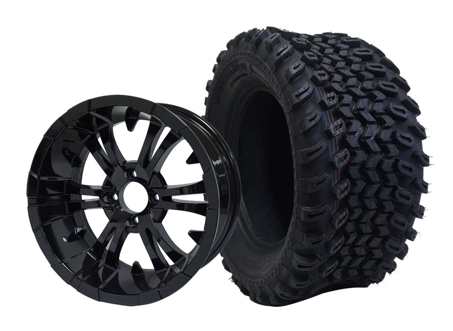 SGC 12" Vampire Glossy Black Wheel and 23" All Terrain Tire Combo