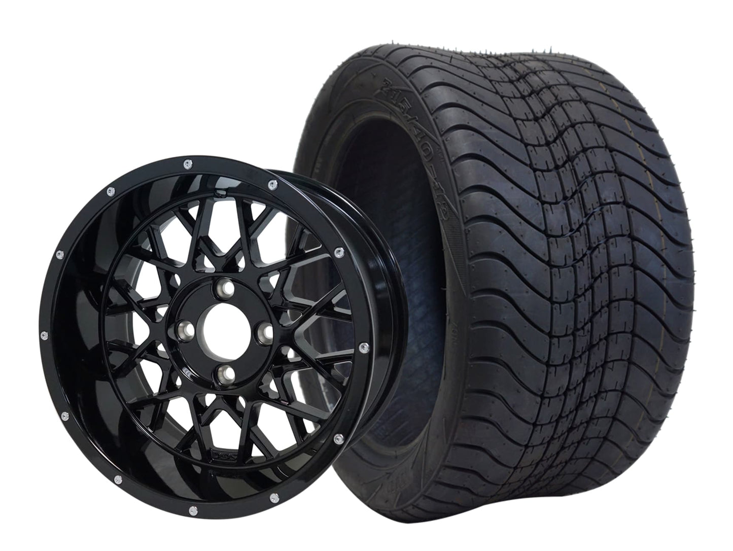 SGC 12" Venom Glossy Black Wheel and 215/40-12 Low Profile Tire Combo