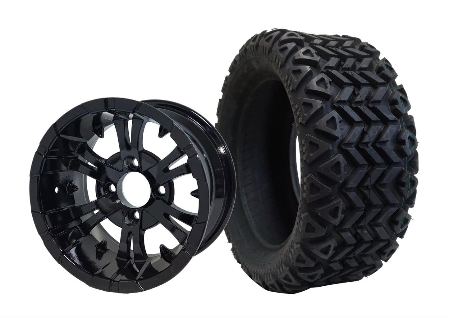 14" SGC Vampire Glossy Black with 23x10-14 All-Terrain (DOT Approved) - Golf Cart Wheel & Tire Combo