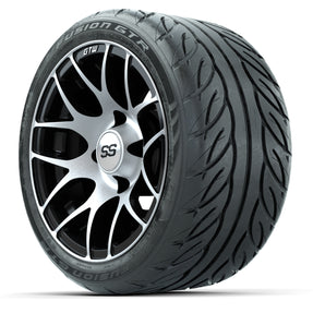 12 GTW Pursuit Black/Machined Wheels with Fusion GTR Street Tires Set of 4