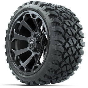 Set of (4) 15 in GTW Raven Matte Gray Wheels with 23x10-R15 Nomad All-Terrain Tires