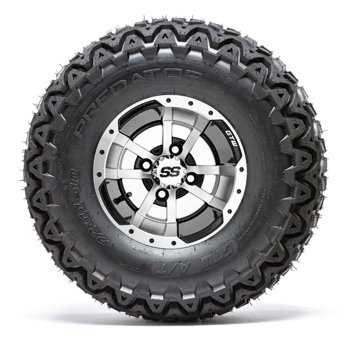 10 GTW Storm Trooper Black and Machined Wheels with 22 Predator A/T Tires Set of 4
